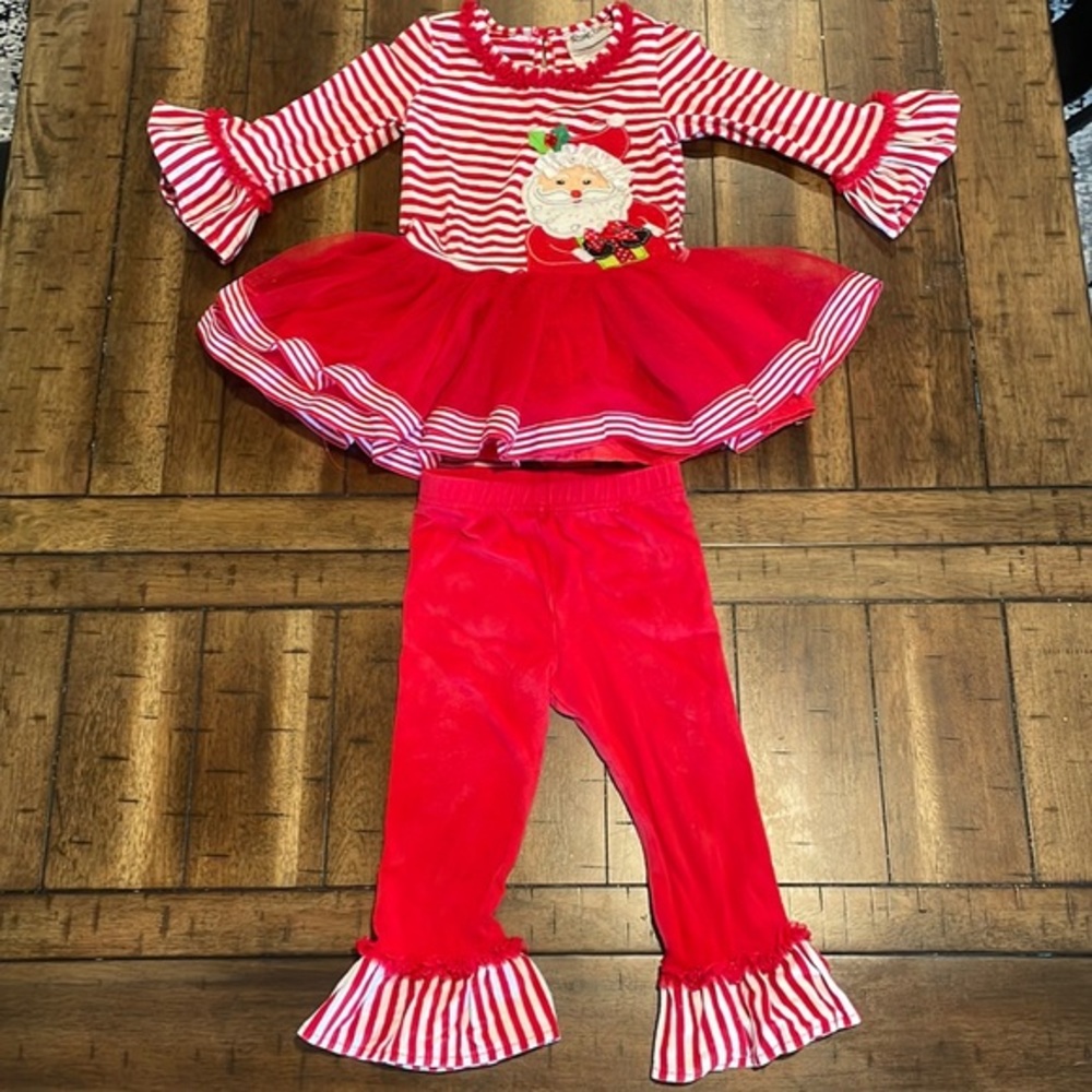 3/$15 🔴 Toddler Christmas Outfit Tulle shirt Flare Pants size 24 months